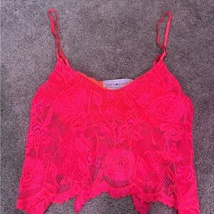 Cute Booty Lounge Neon Pink Lace Camisole